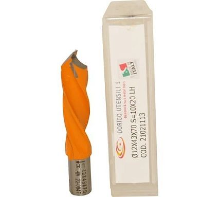 Сверло для глухих отверстий DORIGO HW Ø12x43x70 A.10x20 Z.2 LH 21021903