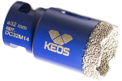 Коронка алмазная по керамограниту PRO 32 мм, M14 KEOS DC32M14