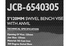 Тиски стальные поворотные с наковальней JCB 5&quot;-125мм JCB-6540305(58990)
