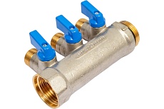 Коллектор с шаровыми кранами STOUT Smb 6211 011203 1&quot;, 3 отвода 1/2&quot;, синие ручки RG0091AACQMBJO