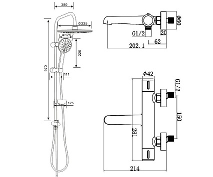 Душевая стойка Agger Thermo A2493500 с изливом, с термостатом