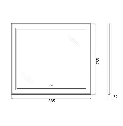 Зеркало BelBagno SPC-KRAFT-885-785-TCH-WARM 90x80 см антипар, сатин в алюминиевой раме