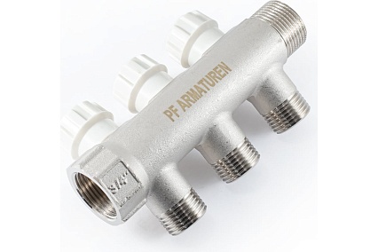 Коллектор с регулировочными вентилями PROFACTOR в/н 3/4" х 3 вых 1/2"нар PF MV 268.3