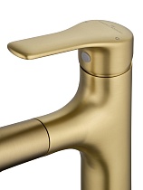 Смеситель для раковины Wonzon&Woghand WW-AE4151-BG выдвижной излив, брашированное золото