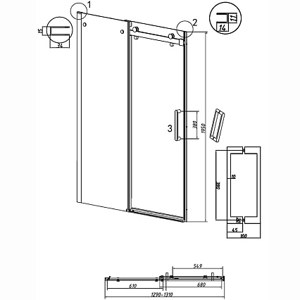 Душевая дверь Grossman Classic 130x195 прозрачное, золото сатин 100.K33.04.130.32.00
