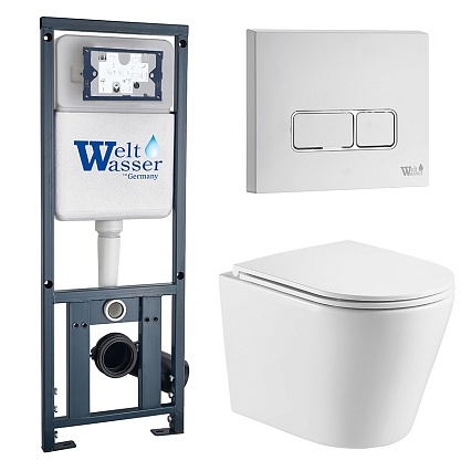 Комплект Weltwasser 10000011511 унитаз Salzbach 043 GL-WT + инсталляция Marberg 410 + кнопка Mar 410 SE GL-WT
