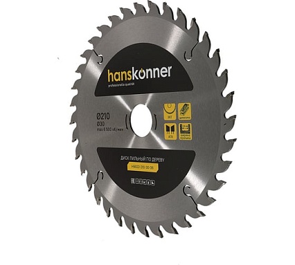 Диск пильный 210х30 мм, 36Z Hanskonner H9022-210-30-36