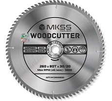 Диск пильный по дереву MKSS Toolbox Woodcutter WC2600 260x80Тх30/20 мм WC26008030