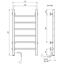 Полотенцесушитель электрический Domoterm Классик DMT 109-6 40x81 EK ТЭН слева, хром