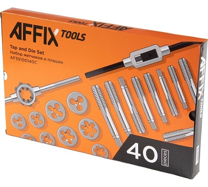 Набор метчиков и плашек AFFIX SK-5 M3-M12, кейс, 40 предметов AF35100140C