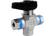 Шаровой кран Hy-Lok t серии из нержавеющей стали SS 316, трехходовой, NPT 1/4&quot; внутр. - NPT 1/4&quot; внутр TH3-F-4N