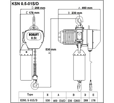 Стационарная электрическая цепная таль на крюке OCALIFT ТЭЦ 005-01s 0,5 т, 18 м, 380 в OCA00501SN18m
