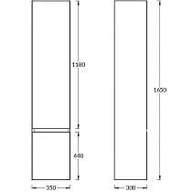 Шкаф пенал Kerama Marazzi Cubo 35 см правый, мальва матовая CUB.165Rh\MAL