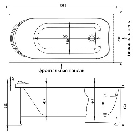 Акриловая ванна Aquanet Nord 160x70