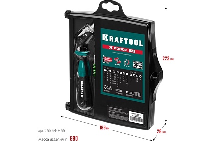 Реверсивно-рычажная отвертка с насадками Kraftool X-Force-55 55 шт 25554-H55_z01