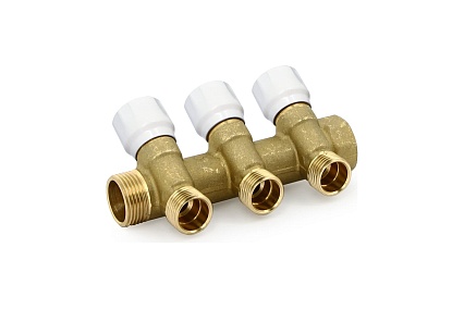 Коллектор Uni-Fitt НВ 3/4", 2х1/2", Н 40 мм, с вентилями 400G3220