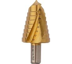Сверло ступенчатое по стали (20-34 мм, 8 ступеней, HSS-G M2 TIN, хвостовик 13 мм) Профоснастка № 3309 30106009