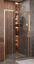 Душевая дверь Cezares MOLVENO-BF-3-120-C-BORO-IV 120x195, прозрачная, брашированное золото