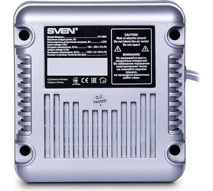 Стабилизатор SVEN VR-V 600 (200Вт,Входное 184-285В, 2*CEE7/4 розеток) SV-015336