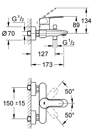 Смеситель для ванны Grohe Eurostyle Cosmopolitan 33591002