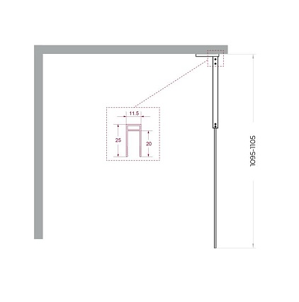 Душевая перегородка Belbagno UNO-L-1-TB-110-GR-Cr 110x200 графит, хром