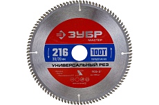 Диск пильный по алюминию Зубр Универсальный рез 216x30/20 мм, 100Т 36916-216-30-100_z01
