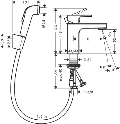 Смеситель Hansgrohe Vernis Shape 71216000 с душем, хром