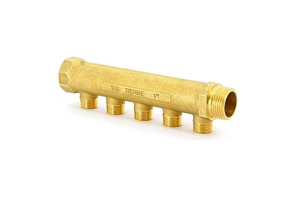Коллектор Tiemme 5 отводов, 1"х1/2(16) (латунь) 1910011 / 1925G060405