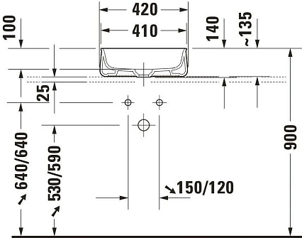 Раковина Duravit Zencha 2373421379 42 см матовый черный