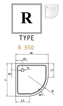 Поддон для душа Cezares TRAY-A-R-100-550-15-W0 100x100 акриловый