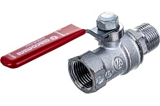 Шаровой кран Giacomini R254DL 1/2&quot;, внутренняя/наружная, ручка-рычаг красный, хромированный R254LX003
