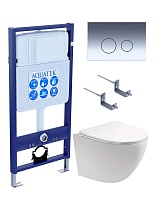 Подвесной унитаз SET Aquatek Европа-018 4в1, кнопка хром