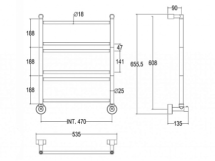 Полотенцесушитель водяной Margaroli Mini 3-486, шлифованное золото 34864706BGN