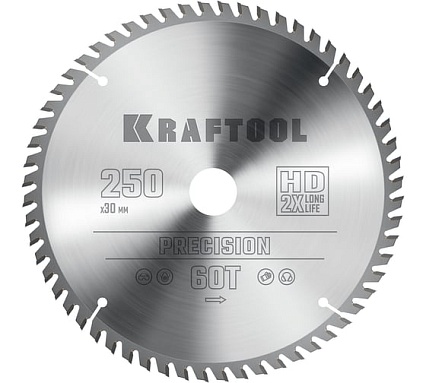 Диск пильный по дереву Precission 250x30 мм, 60Т Kraftool 36952-250-30