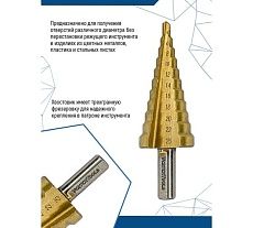 Сверло ступенчатое 4-25 мм, 11 ступеней Vertextools 4-25