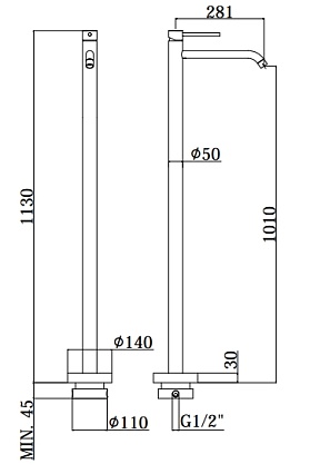 Смеситель для раковины Paffoni Light LIG031CR напольный, хром