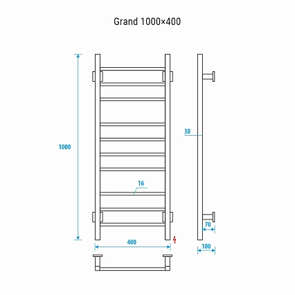 Полотенцесушитель электрический Energy Grand P EETRGRANP1005 40x100 хром