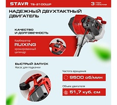 Бензиновый триммер Ставр тб-2100шр, 51.7сс, 2.9лс, нож 3т, катушка, ремень, 9070200266