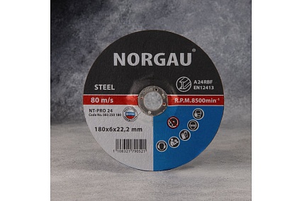 Диск шлифовальный армированный NT-PRO 24 (180x6х22.2 мм) Norgau 083250180