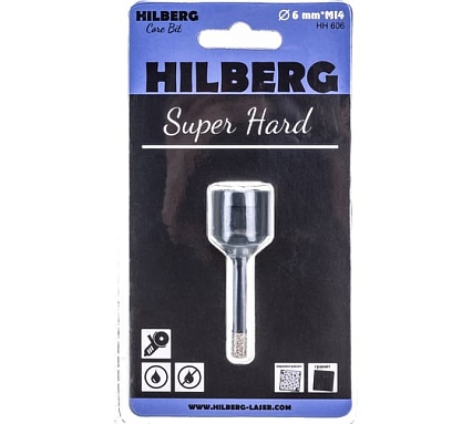 Коронка алмазная с воском по керамике и керамограниту Super Hard (6 мм; M14) Hilberg HH606