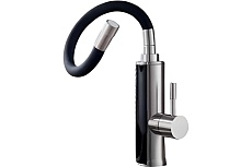 Смеситель-водонагреватель INGROSSO нержавеющая сталь, излив черный силиконовый SV-P (02) УТ-00045784