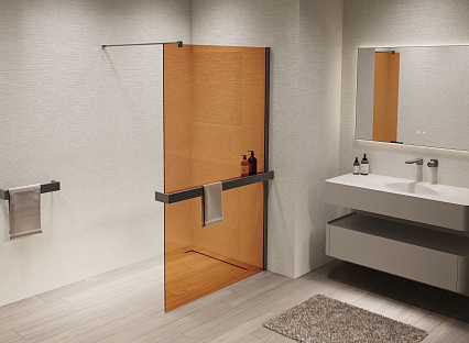 Душевая перегородка Vincea Walk-In VSW-1HR100GSGM 100x200 вороненая сталь, янтарь