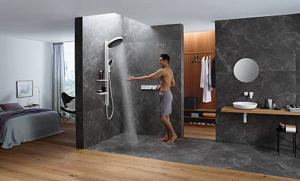 Смеситель для душа Hansgrohe RainSelect 15380700 с термостатом, матовый белый