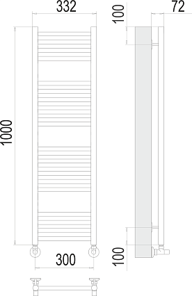 Полотенцесушитель водяной Terminus Аврора П20 300x1000, 4670078529329