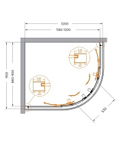 Душевой уголок Cezares Relax 120x90 прозрачный, брашированное золото RELAX-304-RH-2-120/90-C-BORO