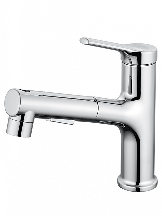 Смеситель для раковины Wonzon&Woghand WW-A40862-CR выдвижной излив, хром