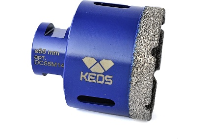 Коронка алмазная по керамограниту PRO 55 мм, M14 KEOS DC55M14