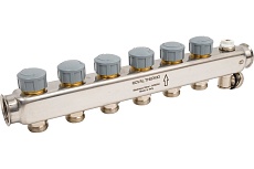 Коллектор в сборе Royal Thermo нержавеющая сталь, с расходомерами 1 ВР-3/4 НР, 6 выходов НС-1080952