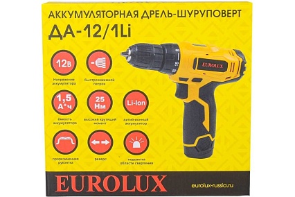 Аккумуляторная дрель-шуруповерт Eurolux ДА-12/1Li 72/14/37