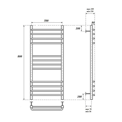 Полотенцесушитель водяной Point PN90158S П12 50x80, хром